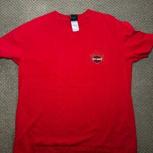 Y2K Harley-Davidson Men's Red T-Shirt